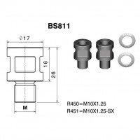 Závitová redukce BS811B pro zpětná zrcátka RIZOMA pro vybrané modely HONDA, KAWASAKI MV AGUSTA, SUZUKI, TRIUMPH, černá (1sada)